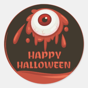 Pegatina Redonda Sangre roja espeluznante Feliz Halloween