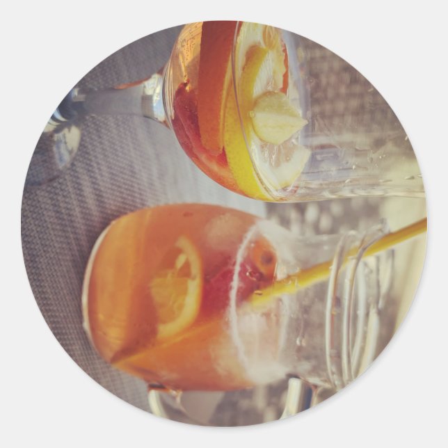 Pegatina Redonda Sangria and Sunshine (Anverso)