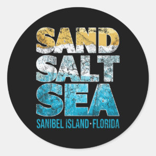 Pegatina Redonda Sanibel Island Beach Florida Sand Salt Sea T Shirt