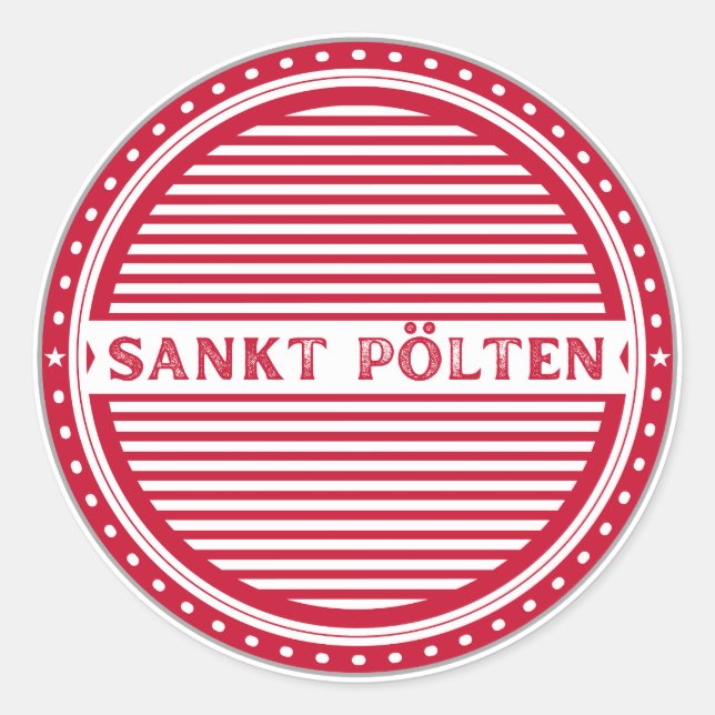 Pegatina Redonda Sankt Pölten City Pride Emblem – Austria Identity (Anverso)