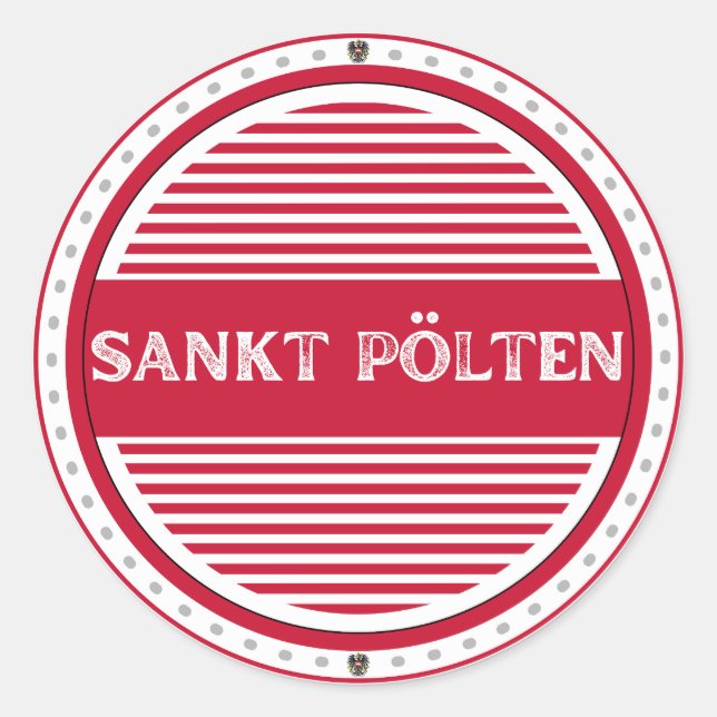 Pegatina Redonda Sankt Pölten City Pride Emblem – Austrian Identity (Anverso)