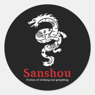 Pegatina Redonda Sanshou Dragón Sanda Boxeo Chino Artes Marciales _