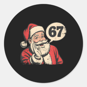 Pegatina Redonda Santa 67 Navidad Seis Siete Meme