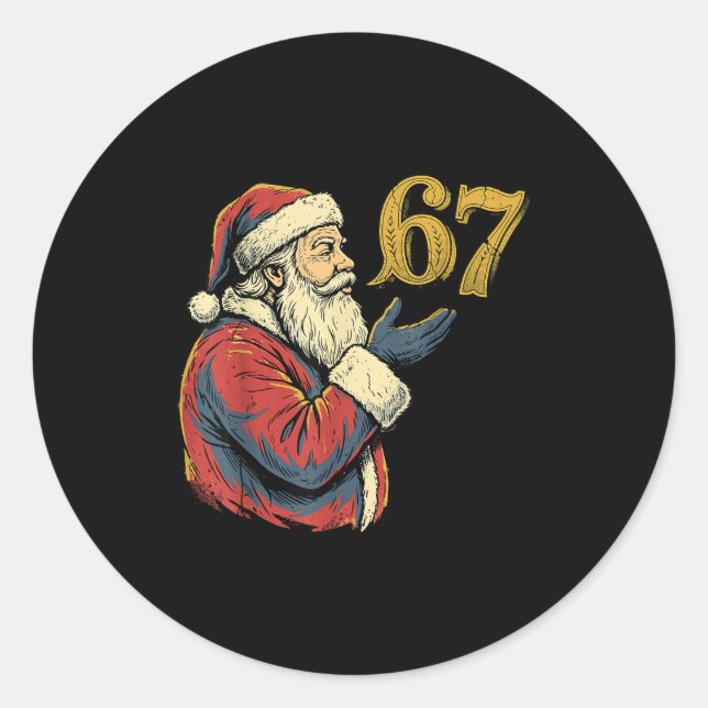 Pegatina Redonda Santa 67 Number Funny Christmas Meme Se  (Anverso)