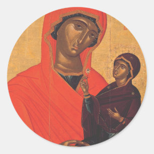 Pegatina Redonda Santa Ana con la Virgen María