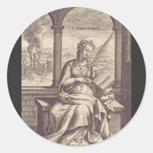 Pegatina Redonda Santa Anastasia santa y mártir cristiana