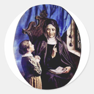 Pegatina Redonda Santa Ángela Merici Patrona de Educadores y