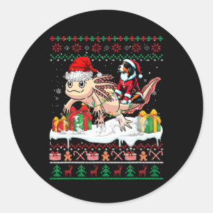 Pegatina Redonda Santa Appenzeller Sennenhund Riding Axolotl Xmas S
