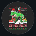 Pegatina Redonda Santa Appenzeller Sennenhund Riding T-rex Christma<br><div class="desc">Navidades de Santa Appenzeller Sennenhund Riding T-rex Sweater</div>