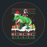 Pegatina Redonda Santa Appenzeller Sennenhund Riding T-rex Christma<br><div class="desc">Navidades de Santa Appenzeller Sennenhund Riding T-rex Sweater</div>