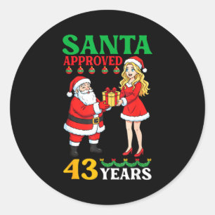 Pegatina Redonda Santa Aprobó 43 Años Feliz Cumpleaños Navidad C