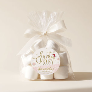 Pegatina Redonda Santa Baby Chica Navidad Baby Shower