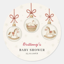 Pegatina Redonda Santa Baby Christmas Baby Shower 