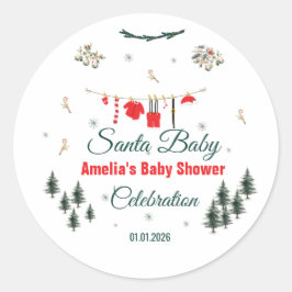 Pegatina Redonda Santa Baby Christmas Theme Baby Shower 