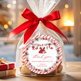 Pegatina Redonda Santa Baby Clothes Baby Shower Gracias