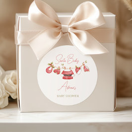 Pegatina Redonda Santa Baby Clothes Winter Boy Baby Shower