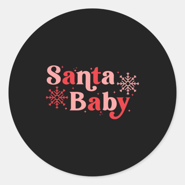 Pegatina Redonda Santa Baby Fun Holiday Tygraphy Design  (Anverso)