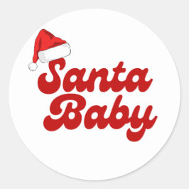 Pegatina Redonda Santa Baby Merry Little Navidad Baby Shower