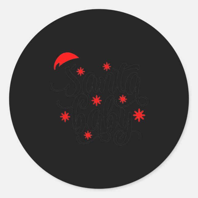 Pegatina Redonda Santa Baby Pregnancy Announcement Christmas Santa  (Anverso)