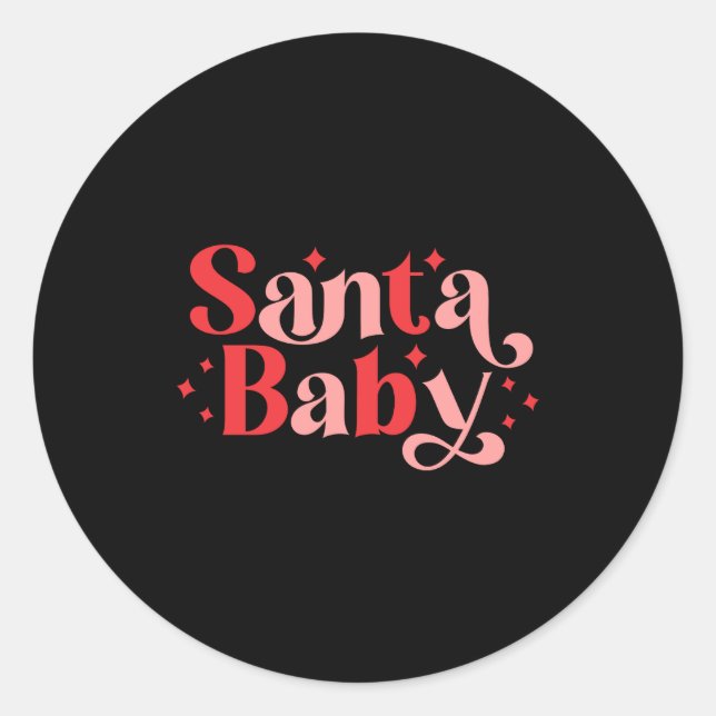 Pegatina Redonda Santa Baby Retro Christmas Tygraphy  (Anverso)