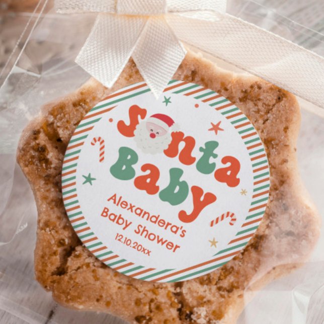 Pegatina Redonda Santa Baby Shower Favor (Subido por el creador)