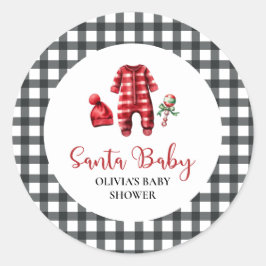 Pegatina Redonda Santa Bebé Baby Shower de Navidad
