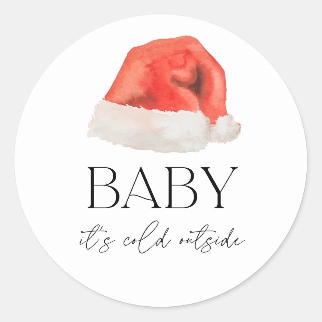 Pegatina Redonda Santa Bebé hace frío fuera de los favores de Baby  (Anverso)