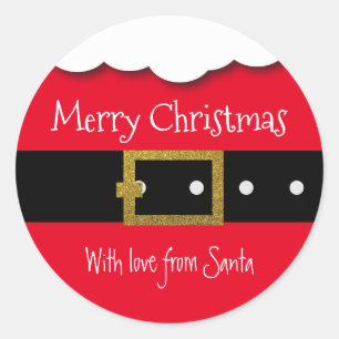 Pegatina Redonda Santa Belt Feliz Navidad personalizada