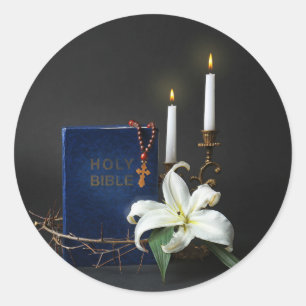 Pegatina Redonda Santa Biblia