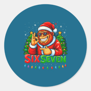 Pegatina Redonda Santa Bigfoot Navidad Sasquatch 67 Meme Divertido
