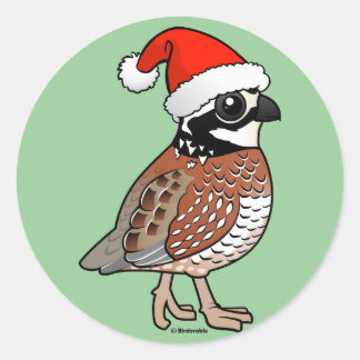 Pegatina Redonda Santa Bobwhite
