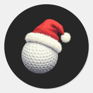 Pegatina Redonda Santa Bola de Golf Divertida de Navidad con Sombre