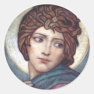 Pegatina Redonda Santa Brígida de Kildare Arte Céltico Sagrado