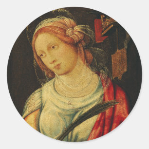 Pegatina Redonda Santa Catalina por Giovanni Battista Bertucci