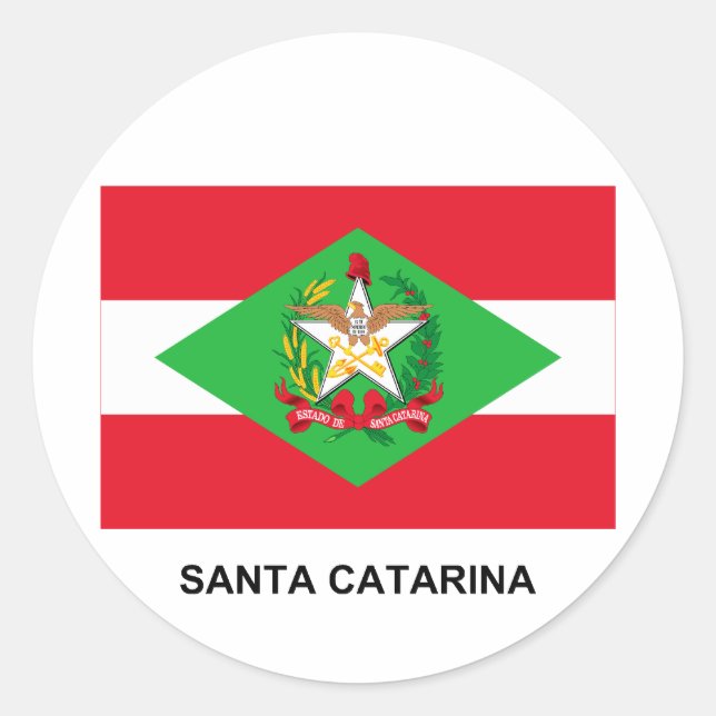 Pegatina Redonda Santa Catarina, Bandera de Brasil (Anverso)