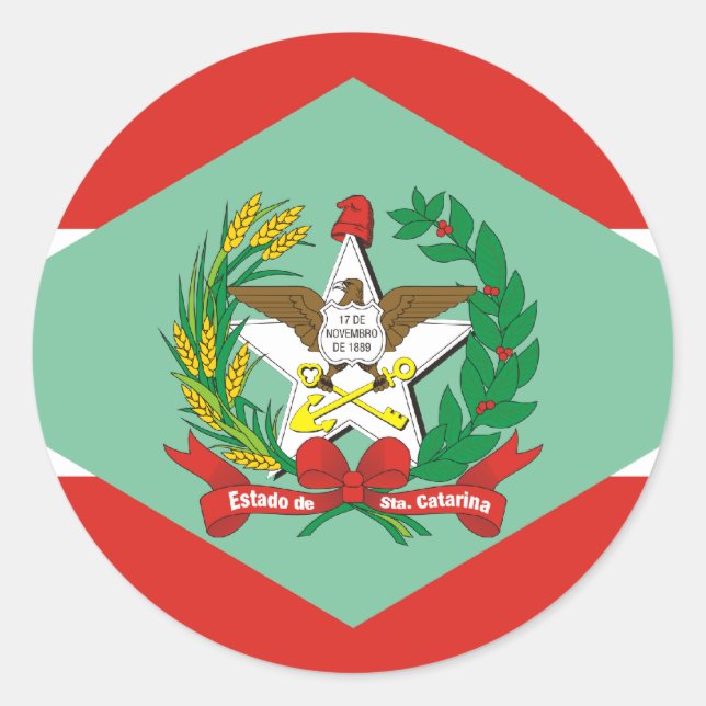 Pegatina Redonda Santa Catarina, el Brasil (Anverso)