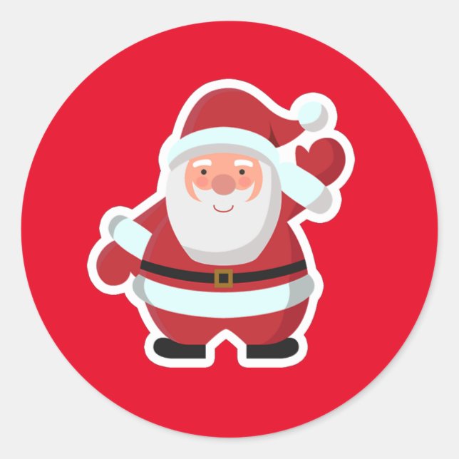 Pegatina Redonda Santa Claus (Anverso)