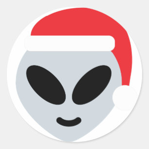 Pegatina Redonda santa claus alien emoji