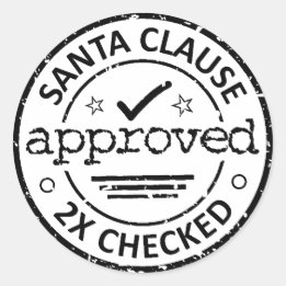 Pegatina Redonda Santa Claus Aprobado 2 x Verificado Navidad
