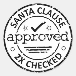 Pegatina Redonda Santa Claus Aprobado 2 x Verificado Navidad