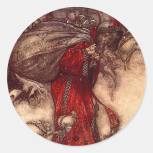 Pegatina Redonda Santa Claus Arthur Rackham