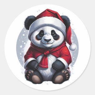 Pegatina Redonda Santa Claus Baby Panda   NAVIDADES