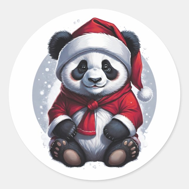 Pegatina Redonda Santa Claus Baby Panda | NAVIDADES (Anverso)