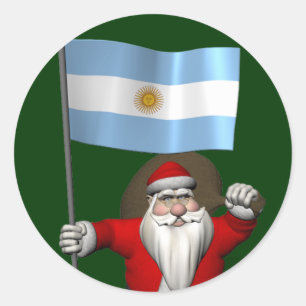 Pegatina Redonda Santa Claus Con El Fin De Argentina