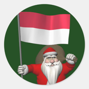 Pegatina Redonda Santa Claus Con El Fin De Indonesia