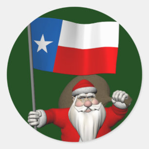 Pegatina Redonda Santa Claus con el fin de Texas