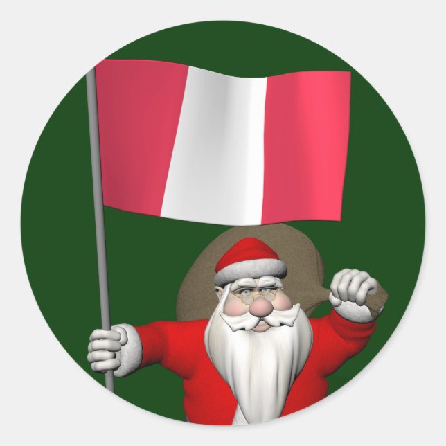 Pegatina Redonda Santa Claus Con El Fin Del Perú (Anverso)