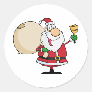 Pegatina Redonda Santa Claus con Jingle Bell