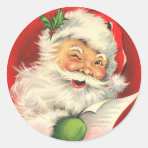 Pegatina Redonda Santa Claus con un Wink