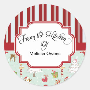 Pegatina Redonda Santa Claus de la cocina de los Pegatinas de horne